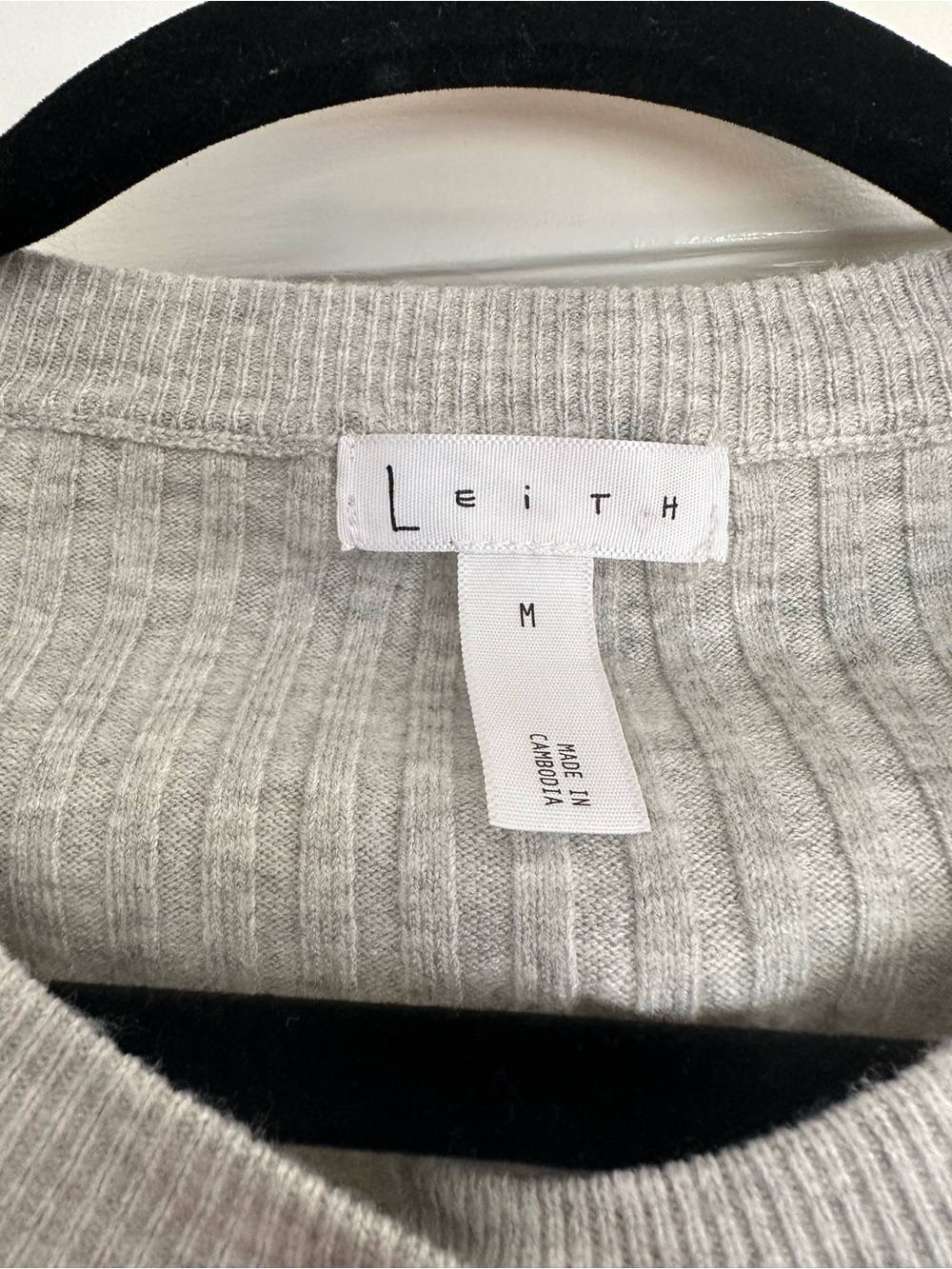 Leith Light Gray Ribbed Button-Front Cardigan - Picture 3 of 3